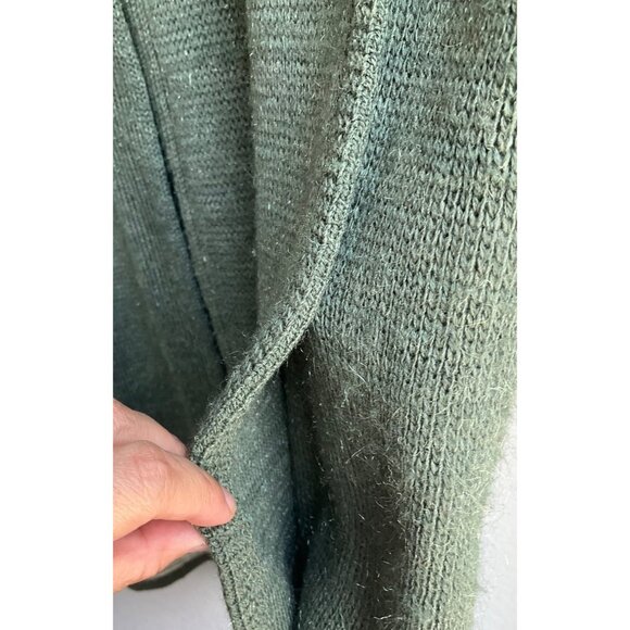 VTG Roger Sz Large Olive Green Cardigan Sweater wool blend Novelty Cows Goats - Picture 3 of 10
